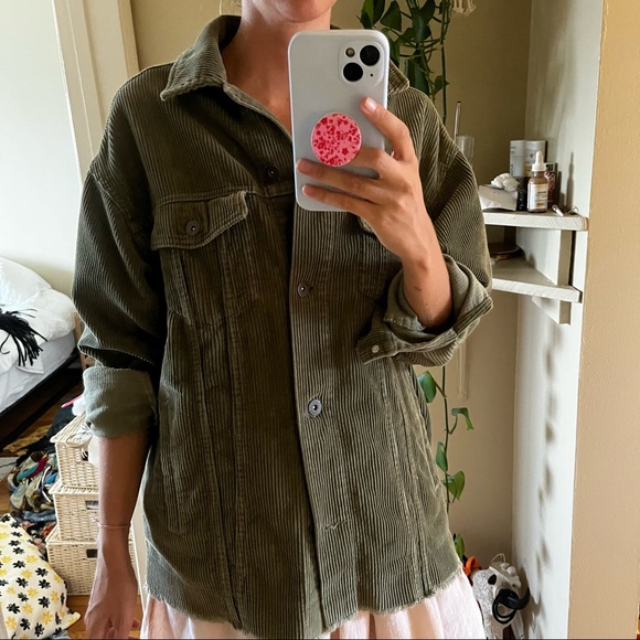 Military green courderoy jacket - Picture 3 of 5